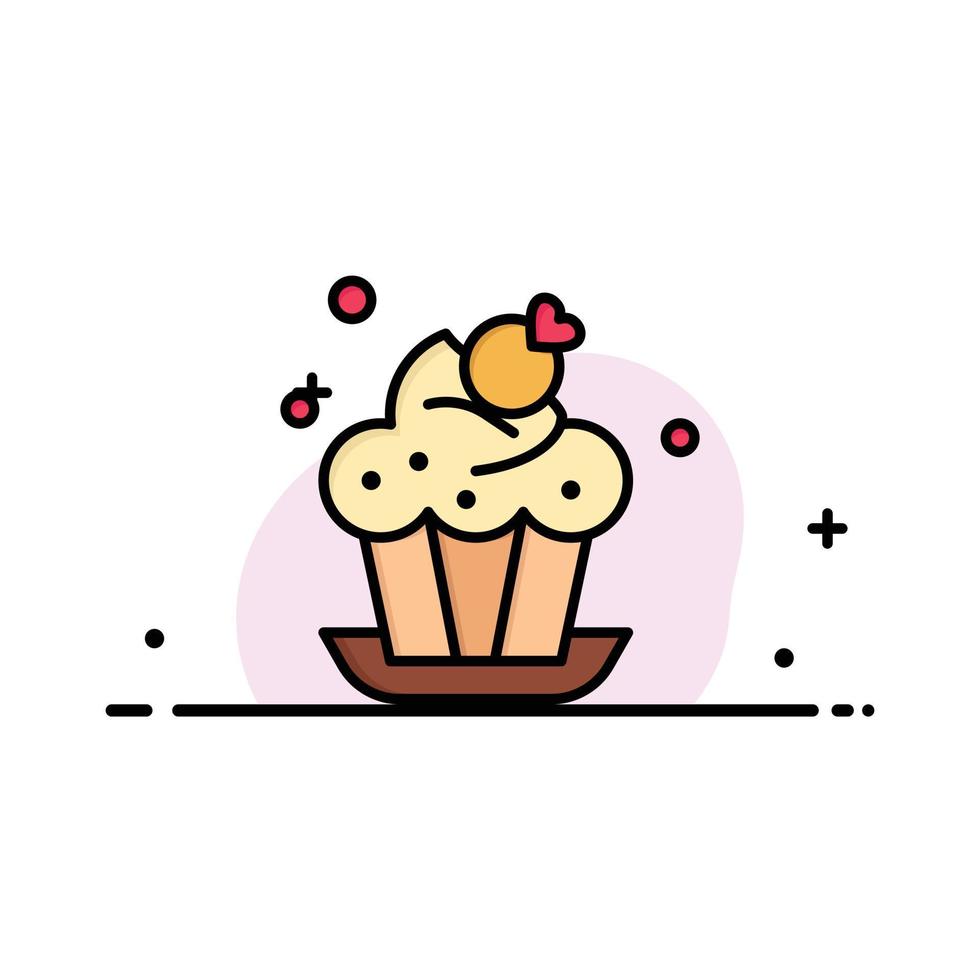 Bakery Cake Cup Dessert  Business Flat Line Filled Icon Vector Banner Template
