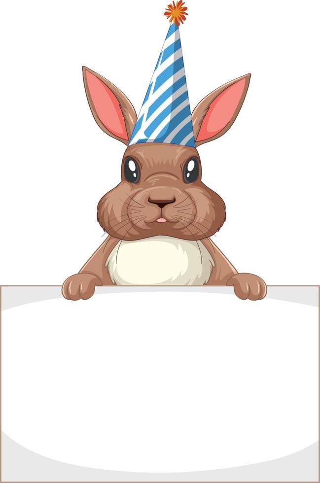 Party rabbit holding banner template vector