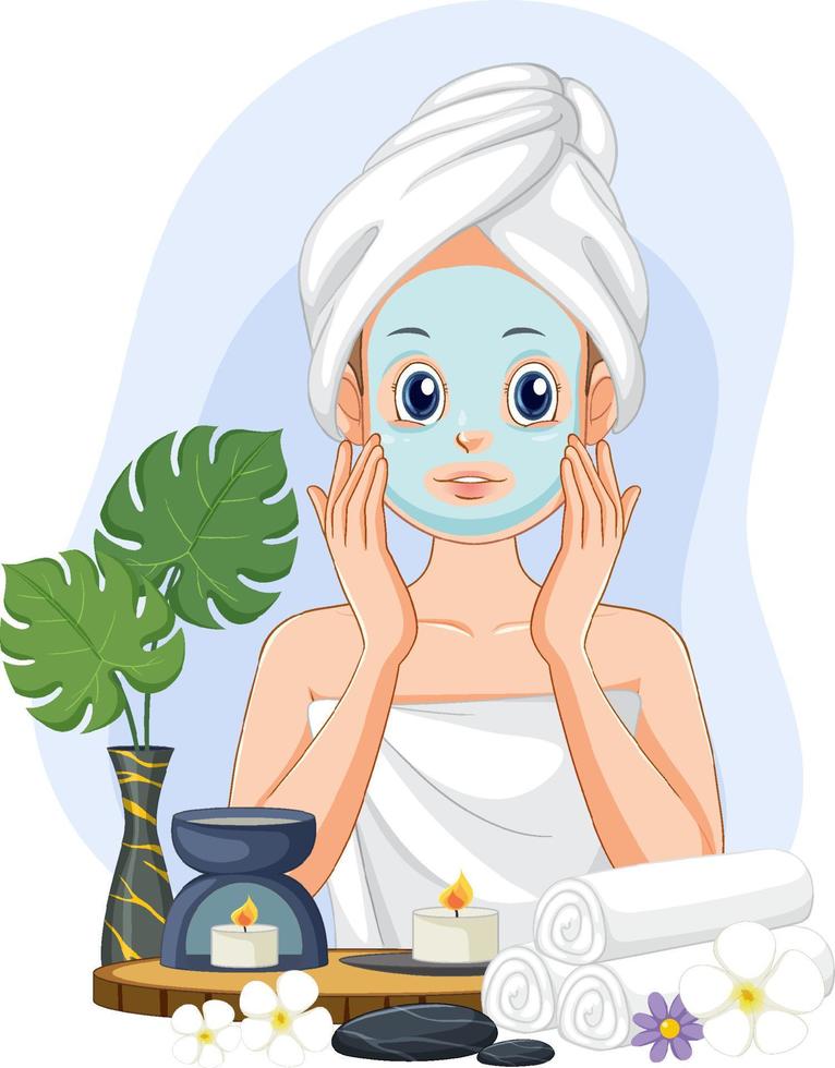 Spa woman applying facial mask vector