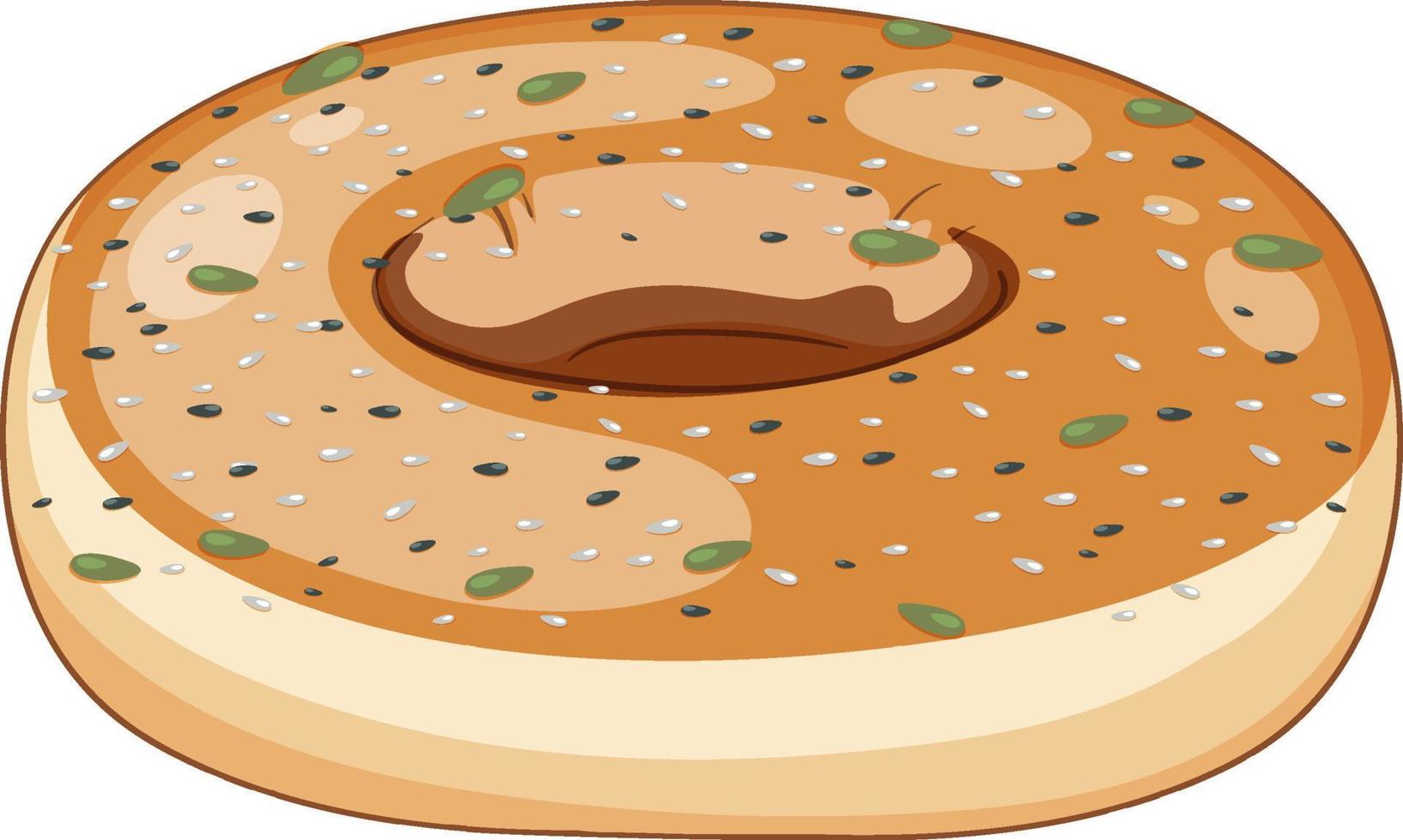 bagel de sésamo delicioso aislado vector