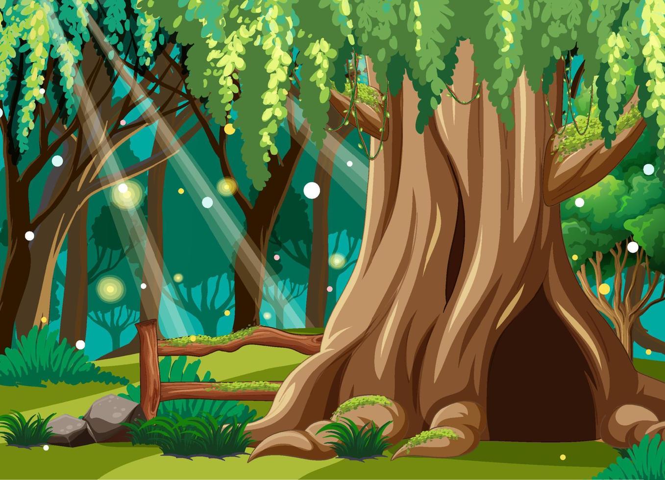 fondo de bosque de hadas de fantasía vector