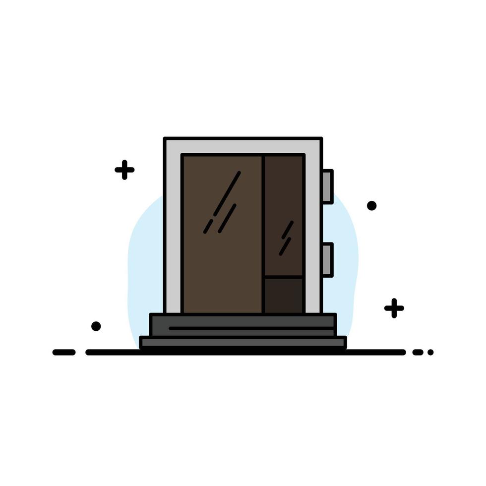 Door Window Building Construction Repair  Business Flat Line Filled Icon Vector Banner Template