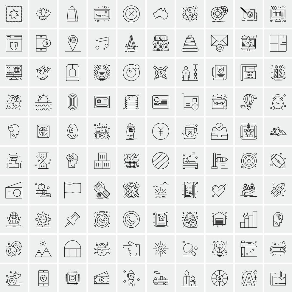 Pack of 100 Universal Line Icons for Mobile and Web vector