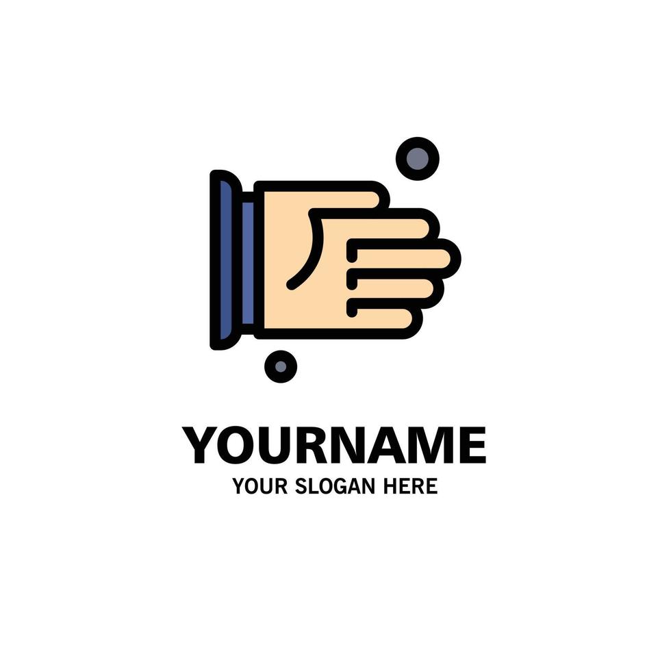 Hand Handshake Agreement Office Business Logo Template Flat Color vector