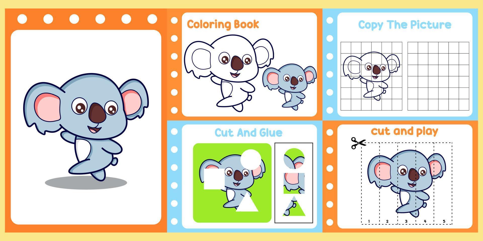 worksheets pack for kids with koala vector. vector