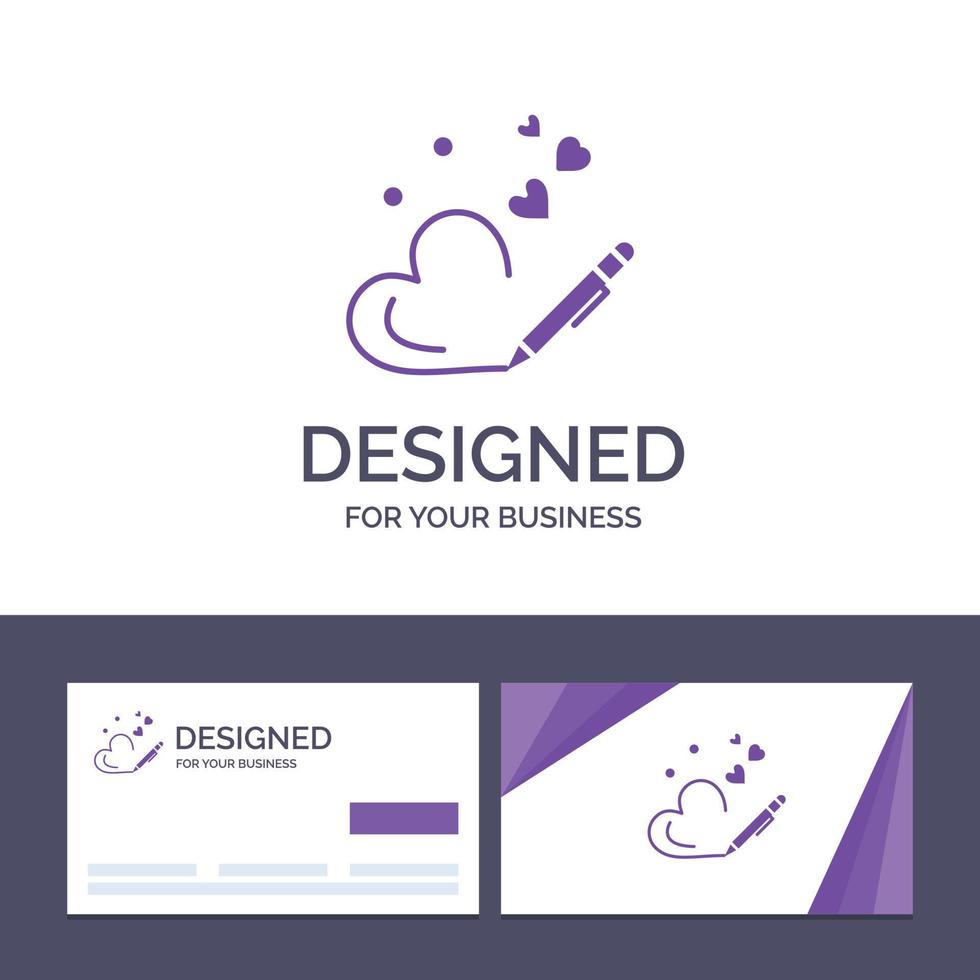 Creative Business Card and Logo template Pen Love Heart Wedding Vector Illustration