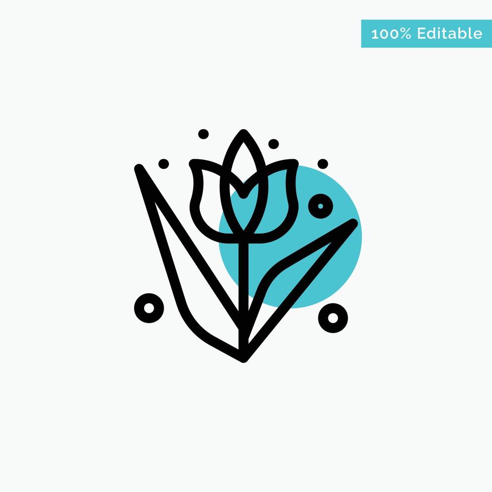 Decoration Easter Flower Plant turquoise highlight circle point Vector icon