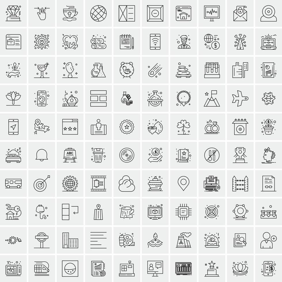 conjunto de 100 iconos de línea de negocios creativos vector