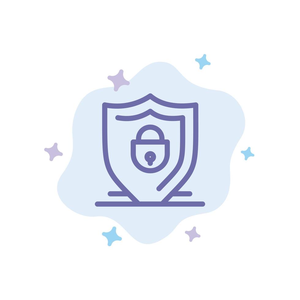 Internet Shield Lock Security Blue Icon on Abstract Cloud Background vector