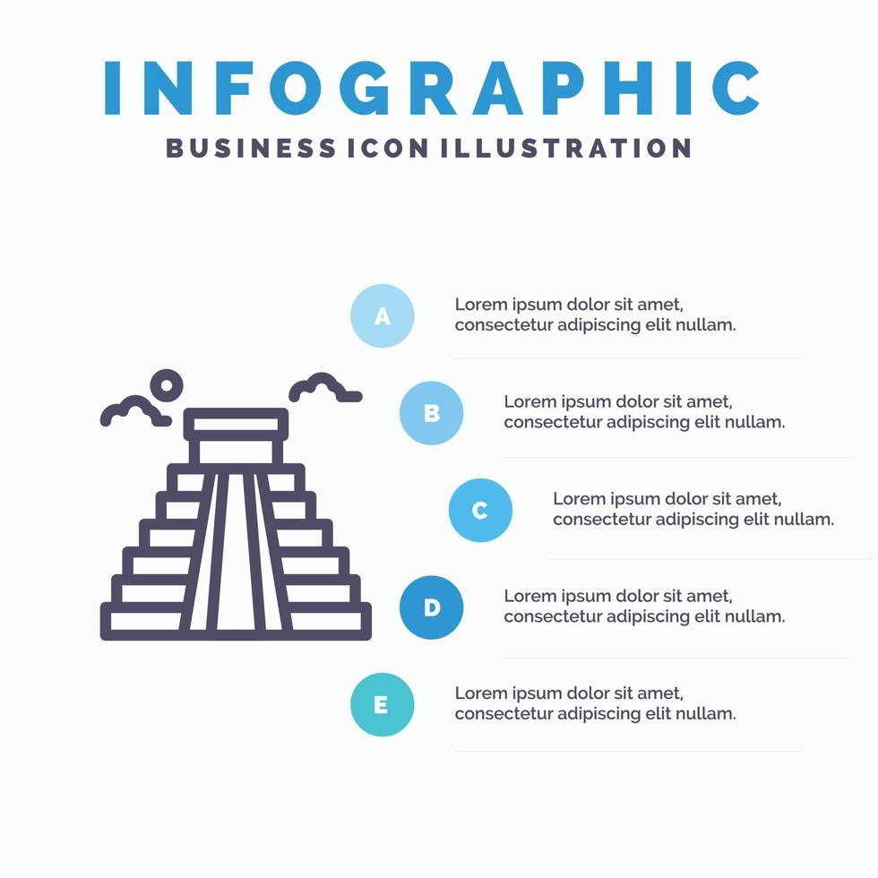 edificio hito americano usa línea icono con 5 pasos presentación infografía fondo vector