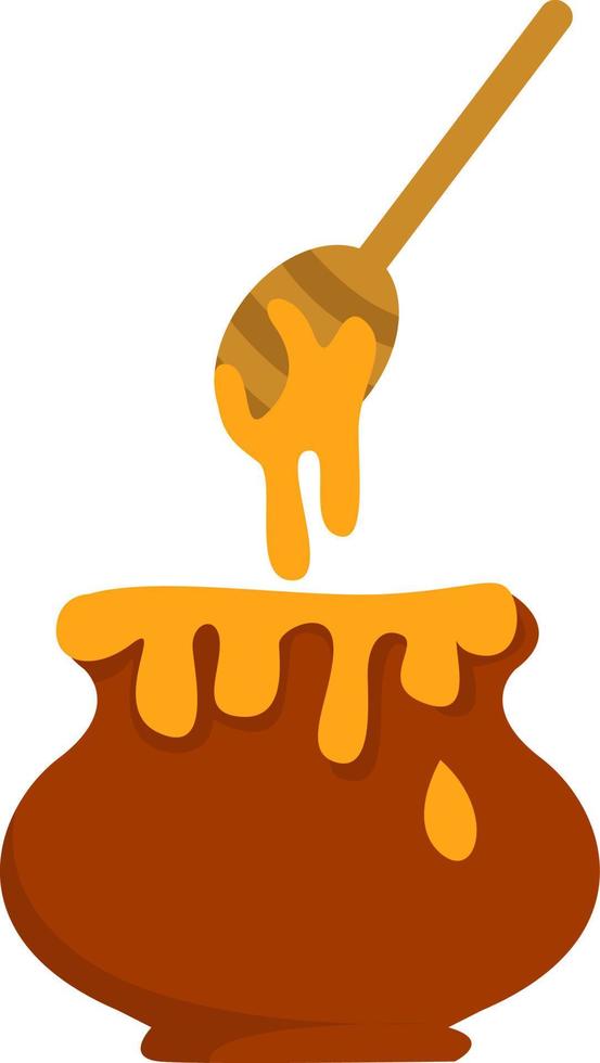 Honey with pot, illustration, vector on white background