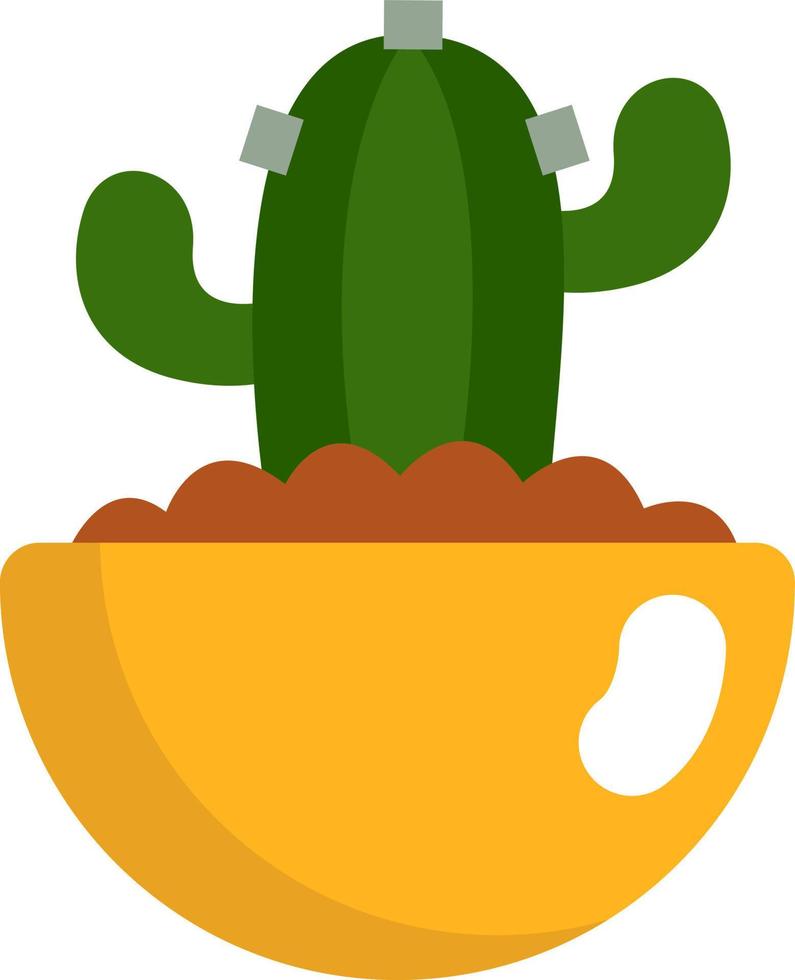 Saguaro cactus in pot, illustration, vector on a white background.