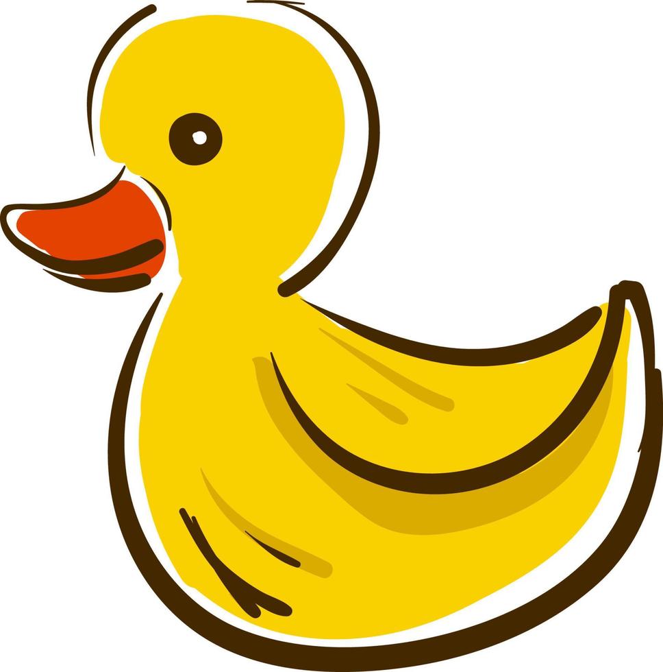 Yellow duck toy, vector or color illustration.