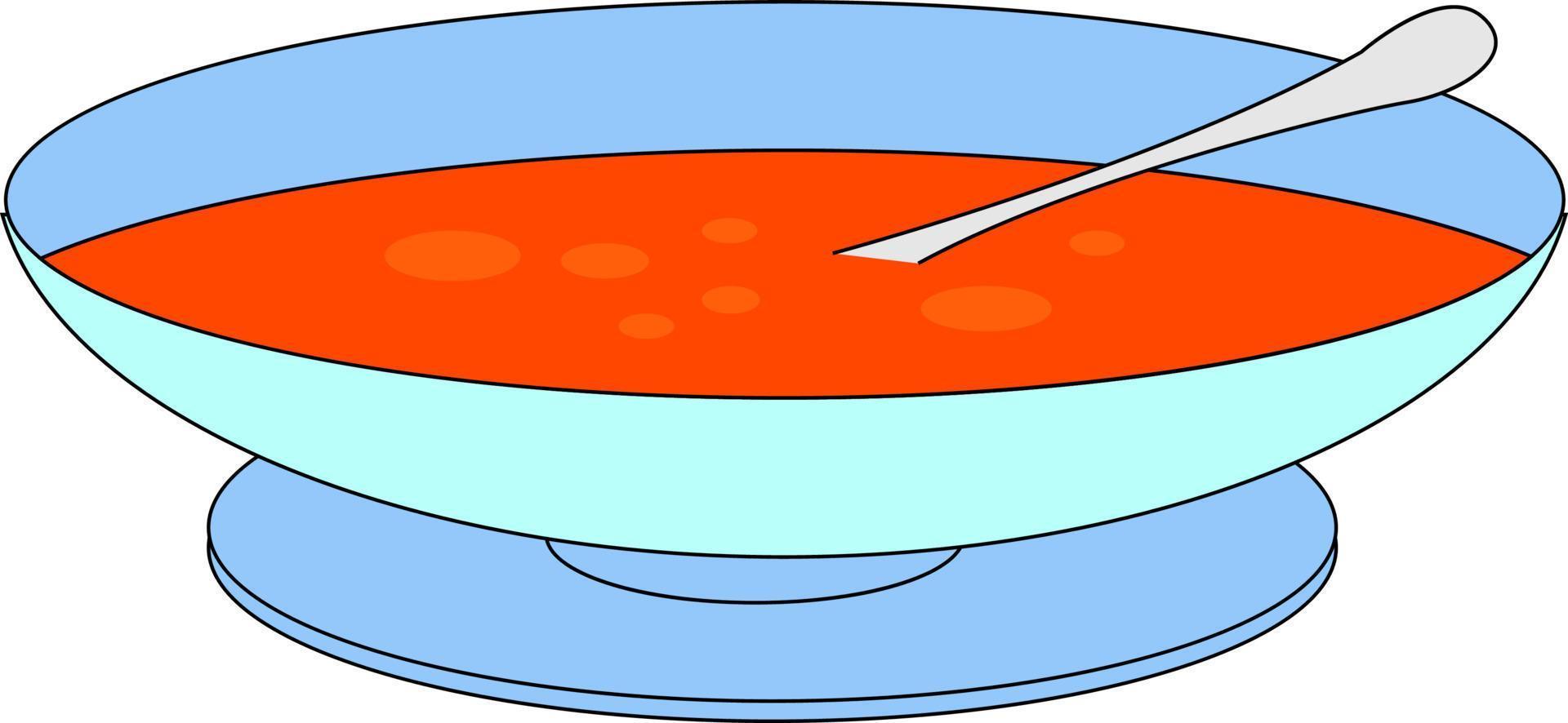 Bowl of tomato soup, illustration, vector on white background.