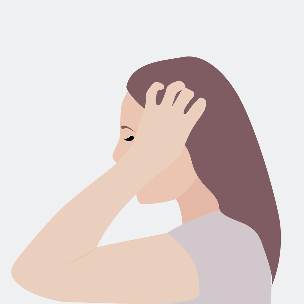 Hand in hair, illustration, vector on white background.