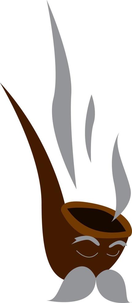 pipa humeante en llama, vector o ilustración de color.