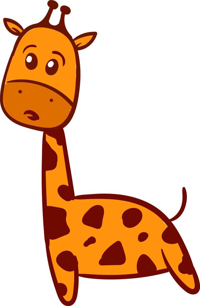 Suprised giraffe, illustration, vector on white background