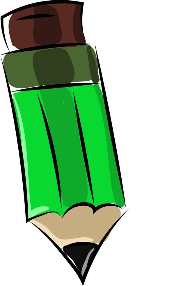 Green pen, illustration, vector on white background.