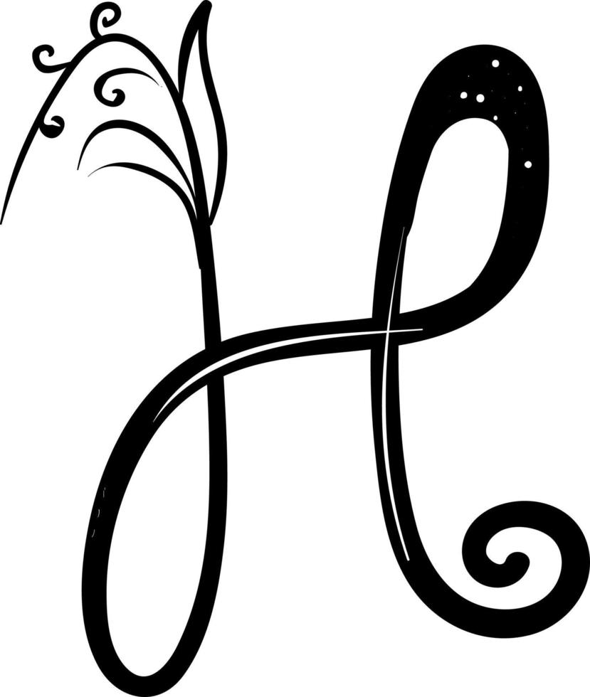 Letter H, illustration, vector on white background.