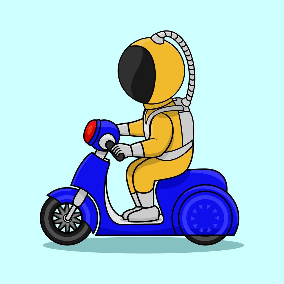 ilustración de astronauta montando una moto, astronauta elemental, adecuado para las necesidades de los elementos de publicación de redes sociales, desolladores, libros para niños, etc. vector