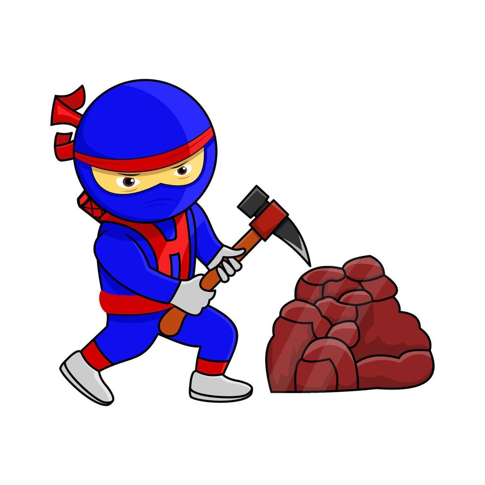 ilustración ninja, lindo personaje ninja, adecuado para las necesidades de libros infantiles, elementos de redes sociales, etc. vector