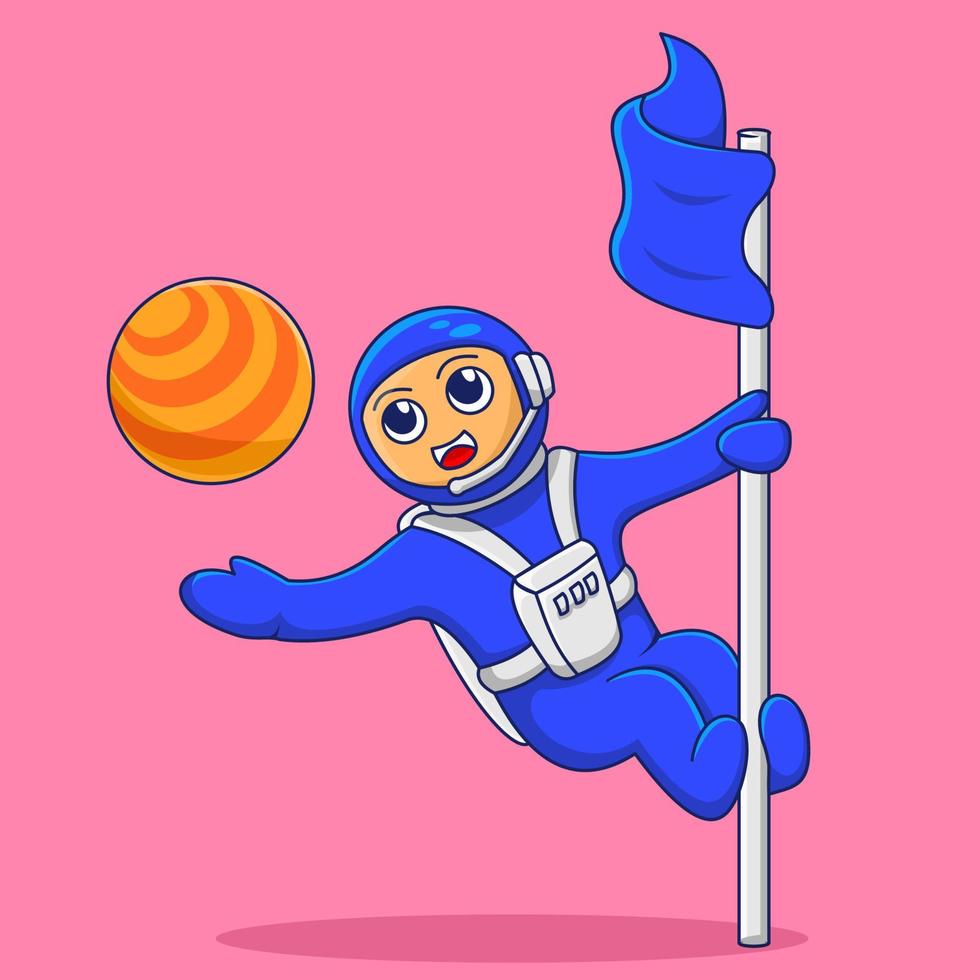 lindo personaje, ilustración de astronauta, elemento de astronauta y planeta, adecuado para las necesidades de los elementos de publicación de redes sociales, desolladores, libros para niños, etc. vector