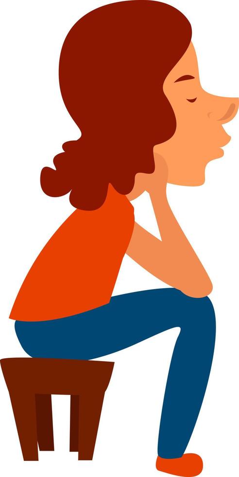 Girl waiting, illustration, vector on white background
