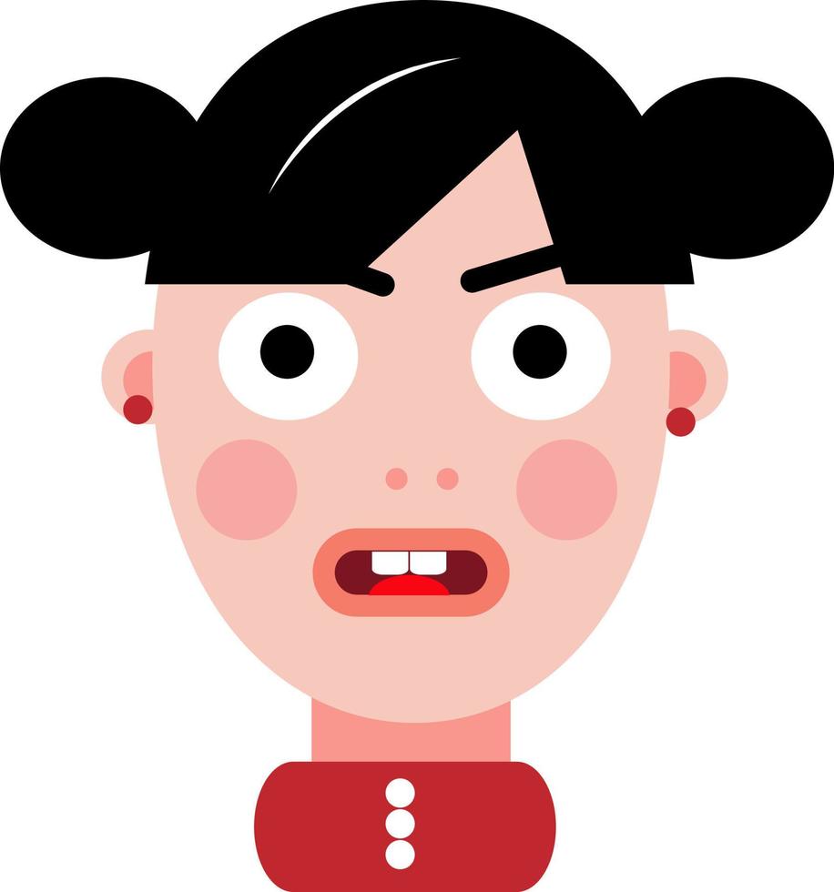 chica enojada, ilustración, vector sobre fondo blanco.