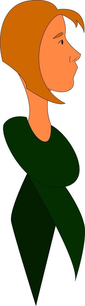 A girl with a green scarf, vector or color illustration.