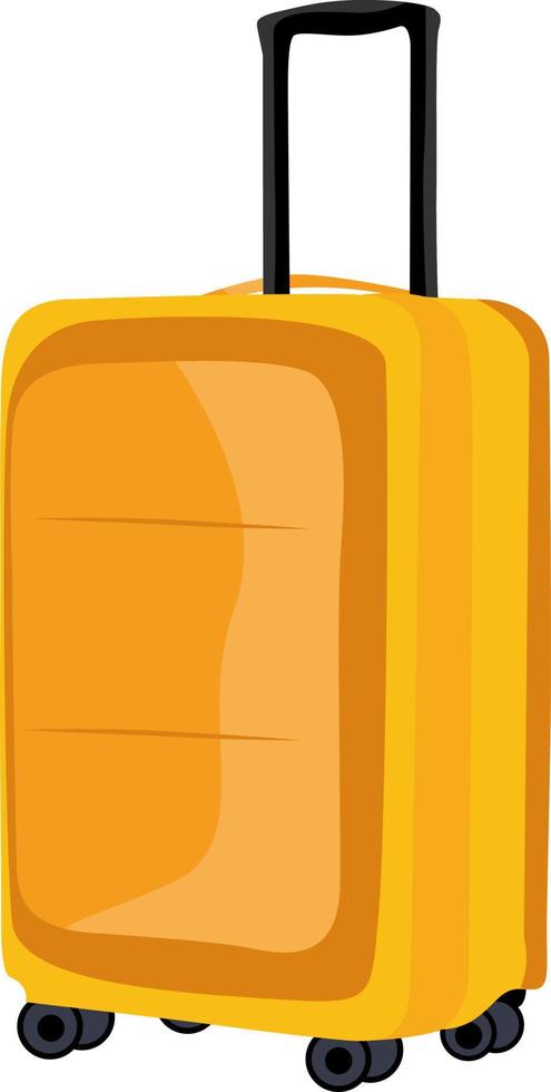 Yellow suitcase ,illustration, vector on white background.