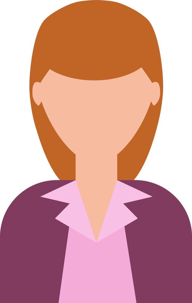 Woman in a purple blazer and orange hair, illustration, on a white background. vector