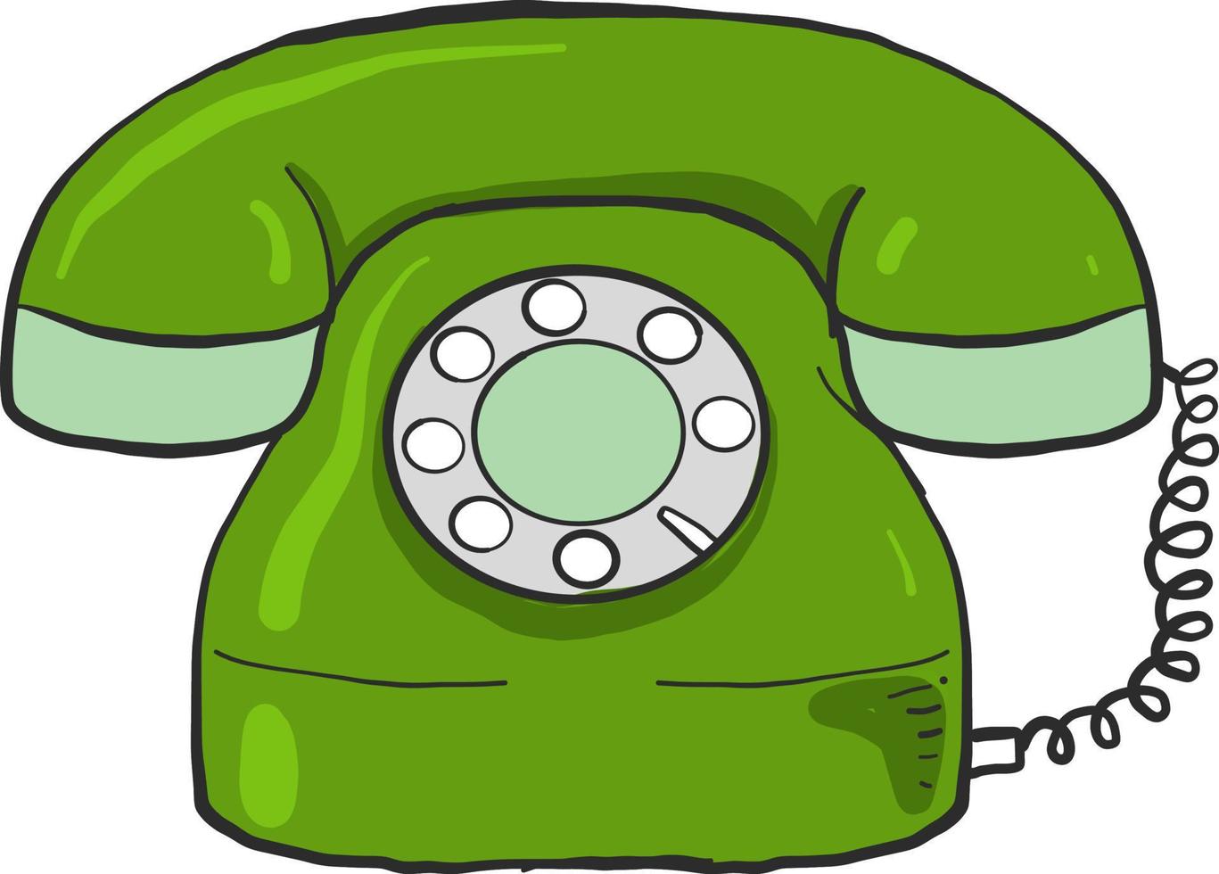 Very old green phone ,illustration,vector on white background vector