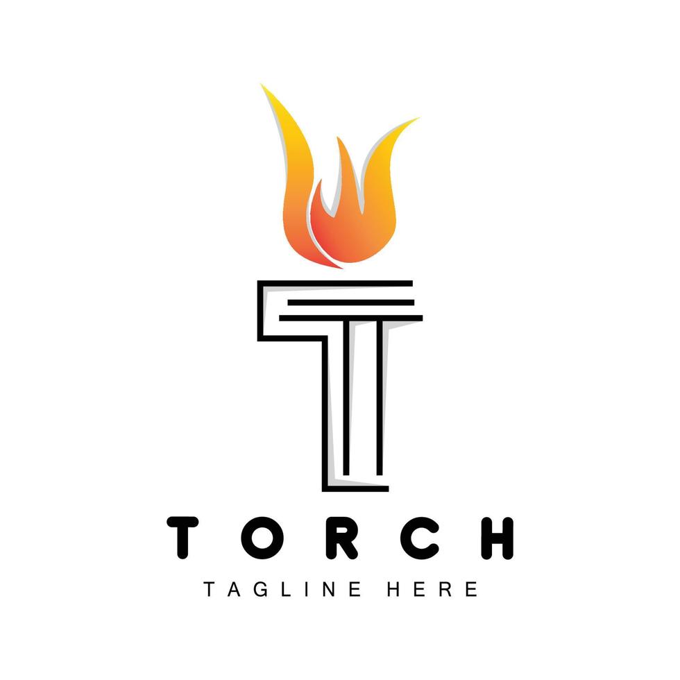 Torch Logo, Fire Design, Letter Logo, Product Brand Icon vector