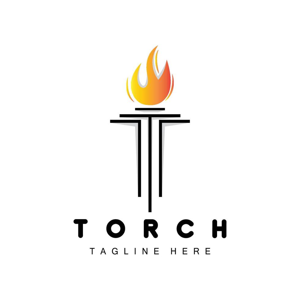 Torch Logo, Fire Design, Letter Logo, Product Brand Icon vector