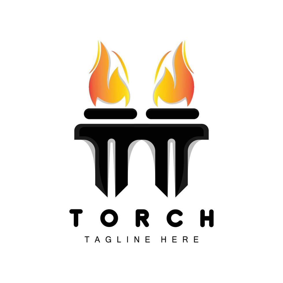 Torch Logo, Fire Design, Letter Logo, Product Brand Icon vector