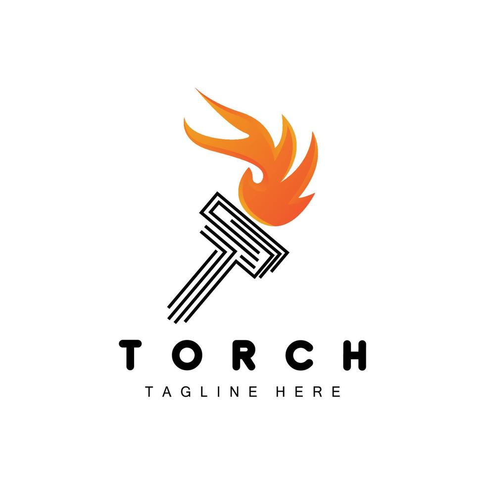 Torch Logo, Fire Design, Letter Logo, Product Brand Icon vector