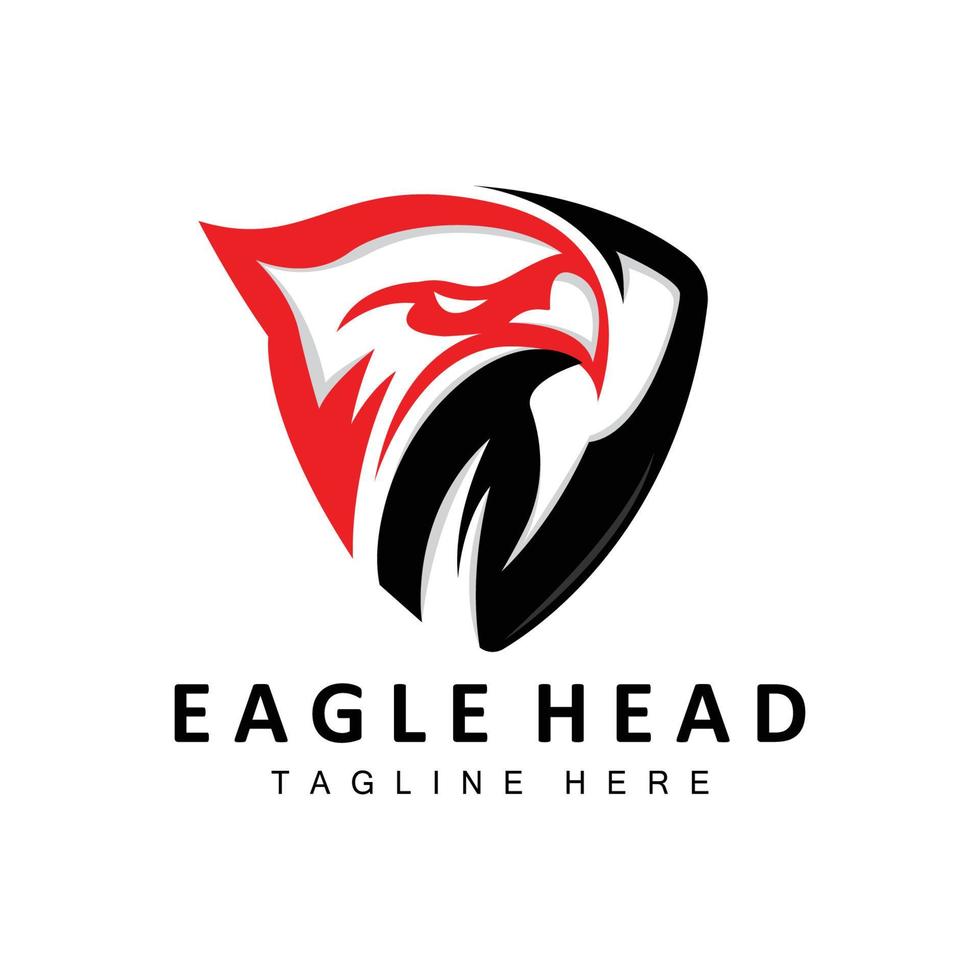 diseño de logotipo de cabeza de águila, vector de alas de animales de plumas voladoras, ilustración de icono de marca de producto