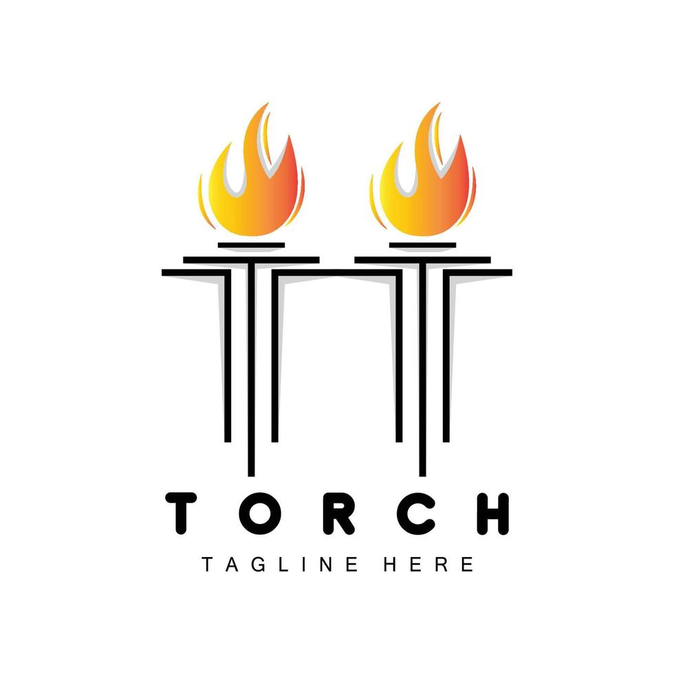 Torch Logo, Fire Design, Letter Logo, Product Brand Icon vector