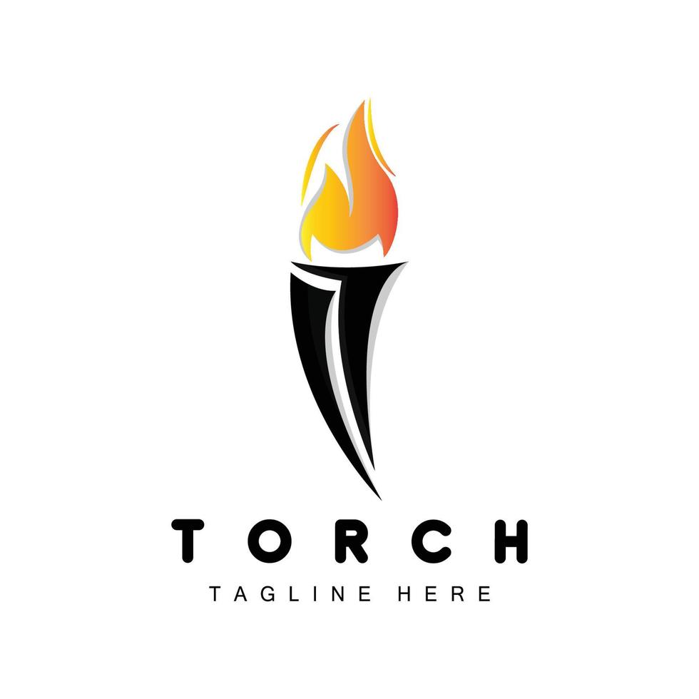 Torch Logo, Fire Design, Letter Logo, Product Brand Icon vector
