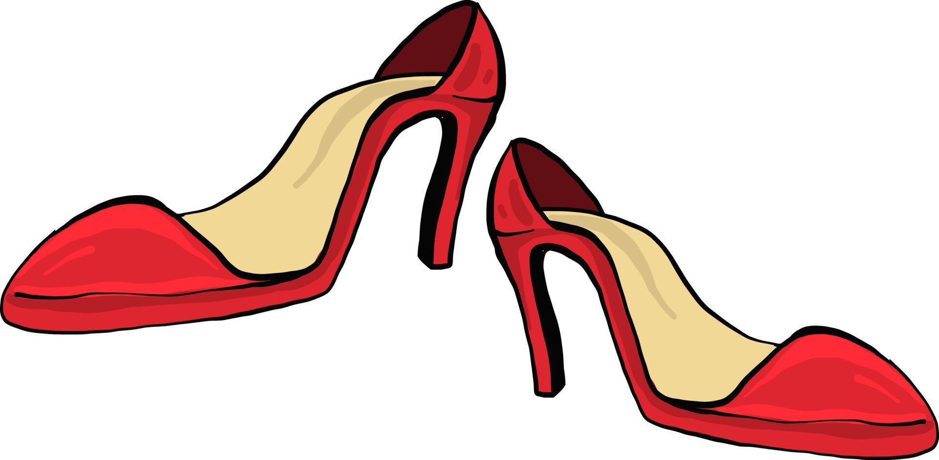 zapatos de mujer rojo , ilustración, vector sobre fondo blanco