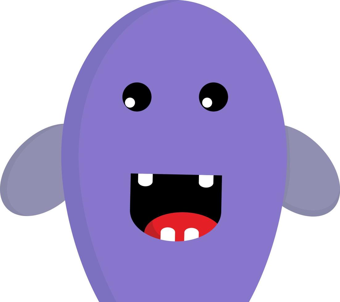 un monstruo púrpura feliz, vector o ilustración de color.