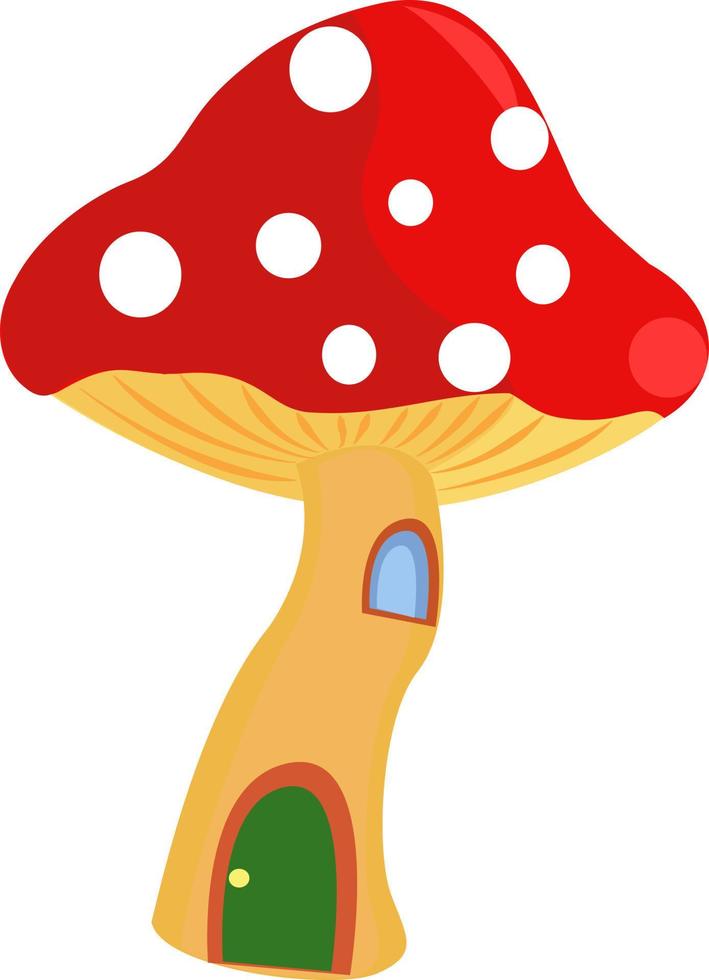 Mushroom house, illustration, vector on white background.