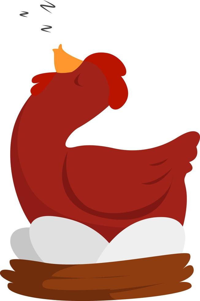 Sleeping chicken , illustration, vector on white background
