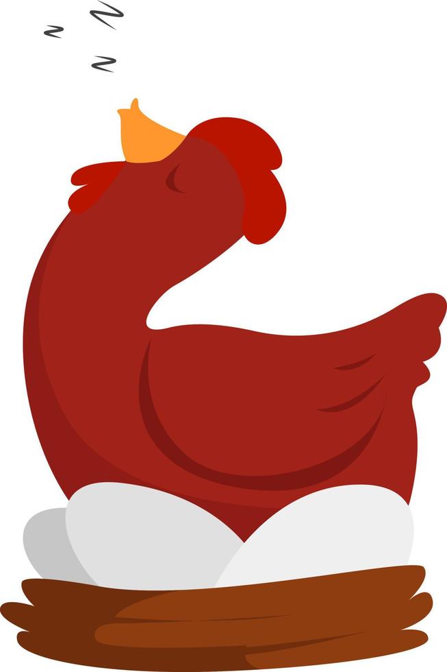 pollo dormido, ilustración, vector sobre fondo blanco