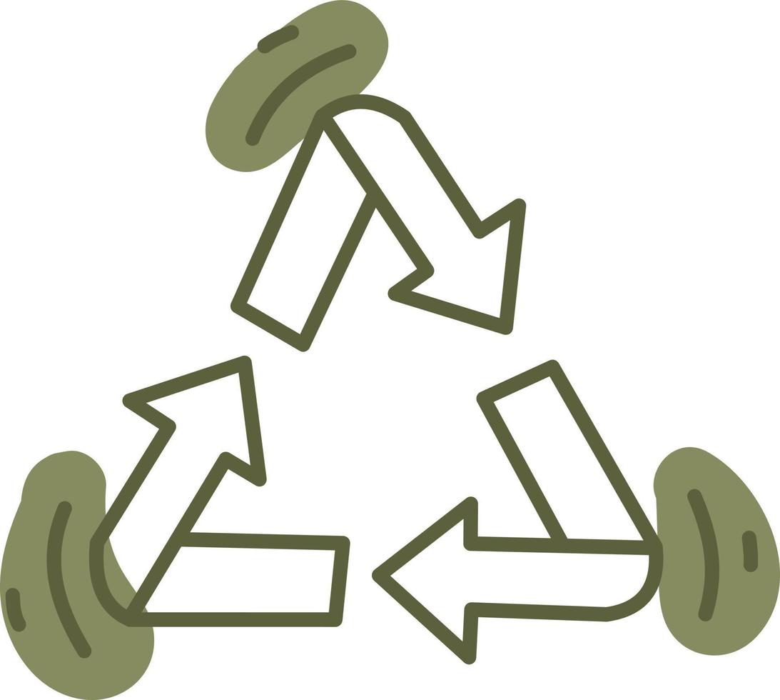 Recycling process, illustration, vector on a white background.