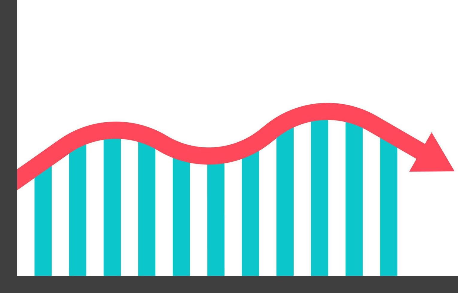 Blue and red graph, illustration, vector on a white background.