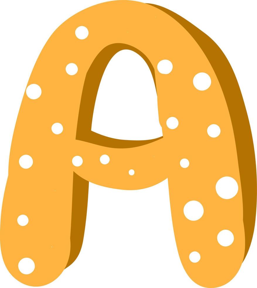 Letter A, illustration, vector on white background.