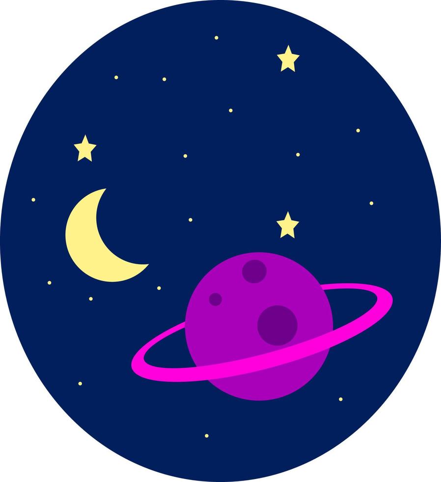 Galaxy stars and planet, illustration, vector on white background.