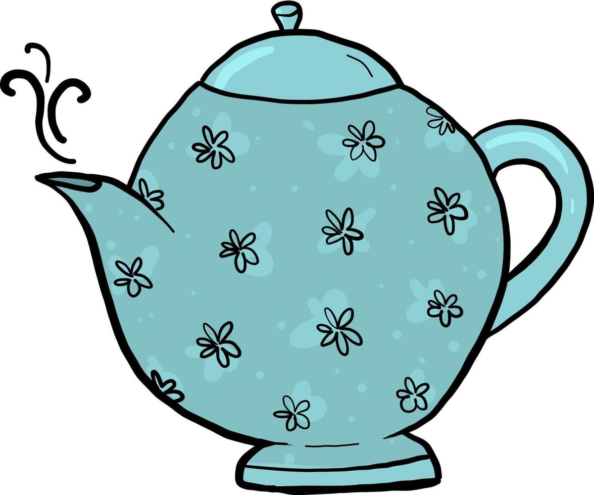 Blue teapot ,illustration,vector on white background vector