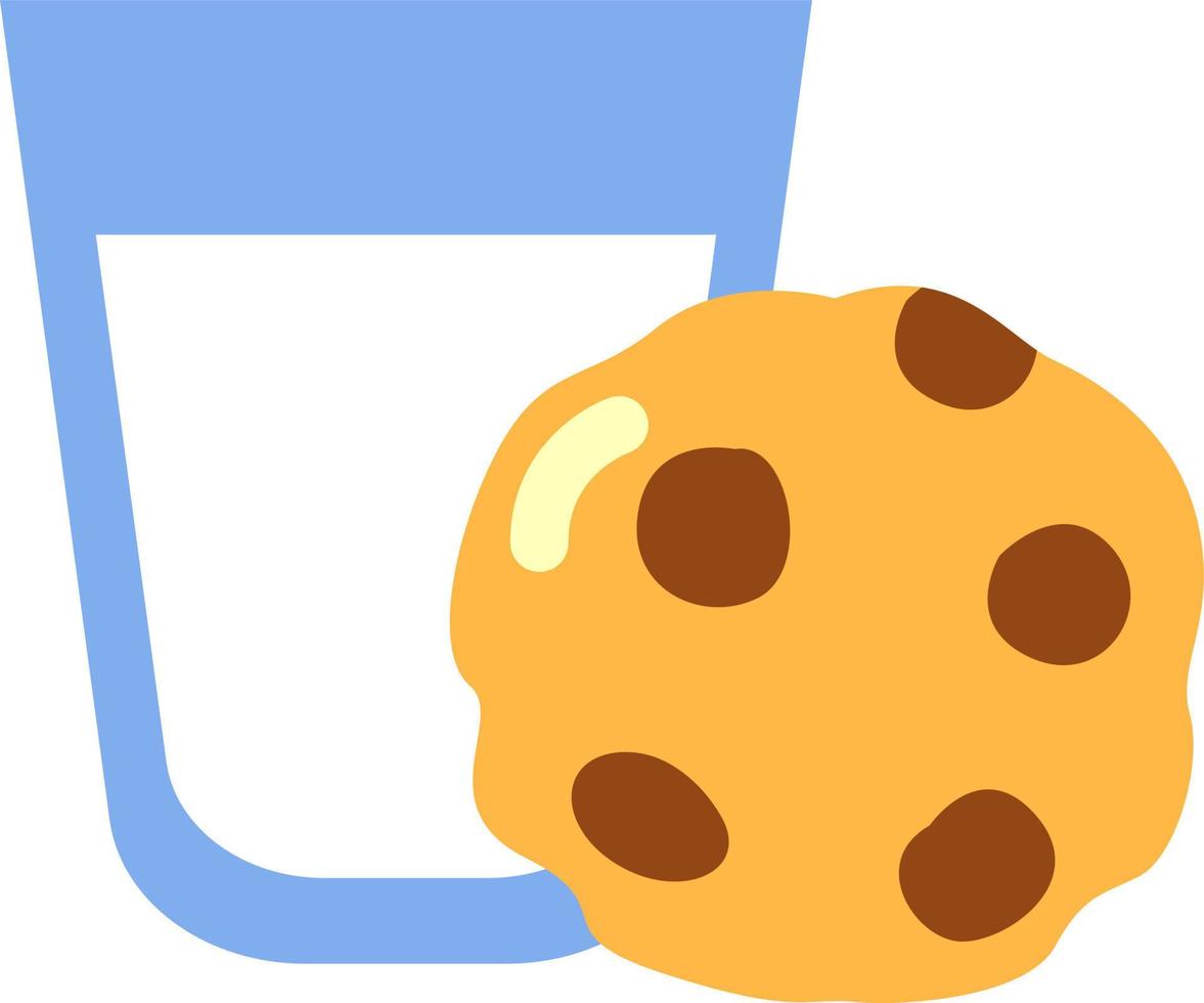 Milk and cookies, illustration, vector on a white background